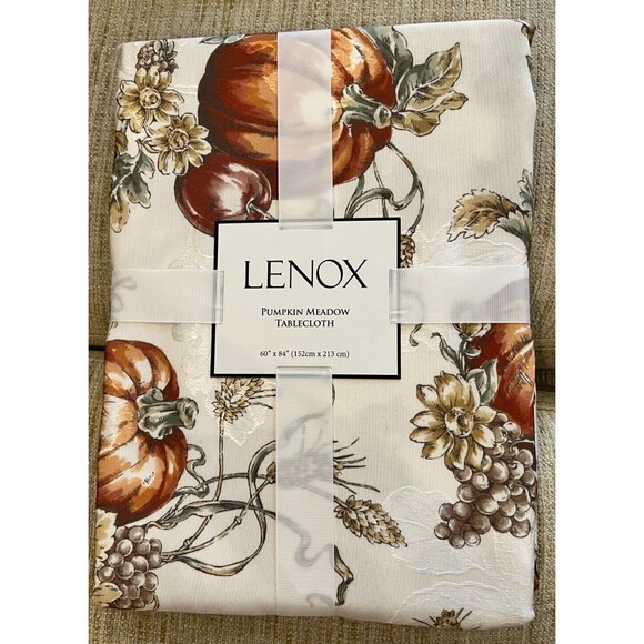 LENOX Pumpkin Meadow Tablecloth 60" x 84" Oblong Jacquard Fall Thanksgiving NEW - Picture 1 of 6